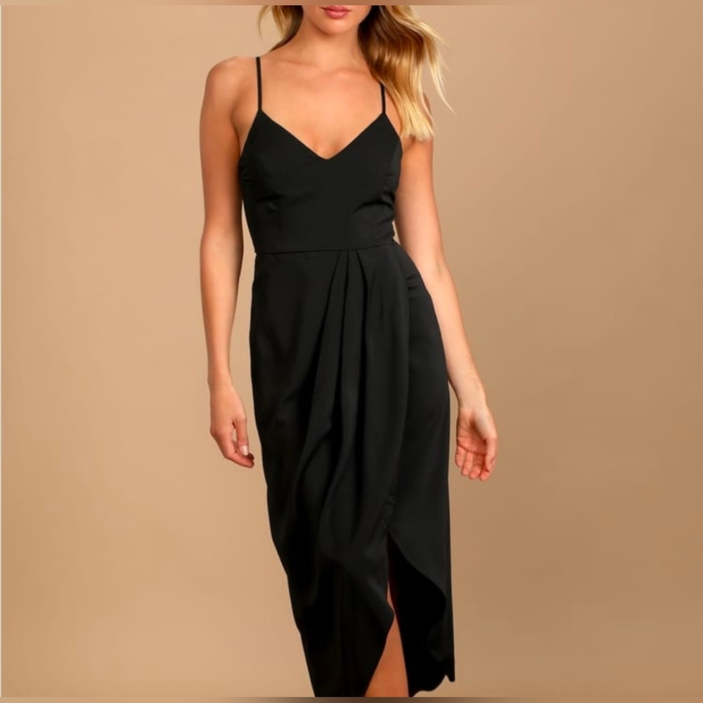 Lulus NEW Reinette Black Spaghetti Strap Mini Dress Size Large